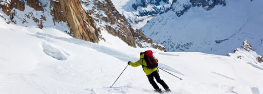 Skiën op een gletsjer in Europa